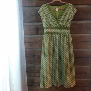 Coldwater Creek-Retro Green Polka Dot Dress